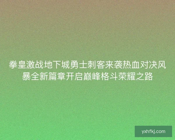 拳皇激战地下城勇士刺客来袭热血对决风暴全新篇章开启巅峰格斗荣耀之路